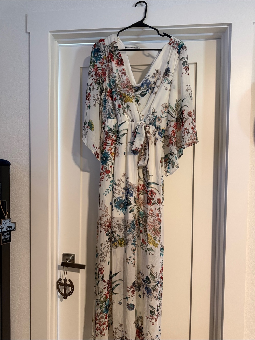 bailey blue Ivory Floral Wrap Maxi Dress with Multicolor Blooms